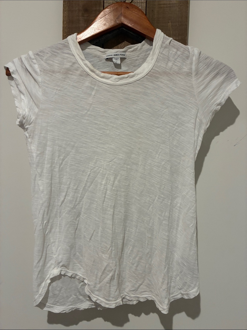 James Perse White Slub Cotton Short Sleeve Crew Tee
